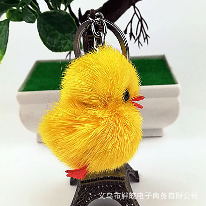 Wholesale 10pcs/pack Cute little duck mini keychain bag pendant mink fur Cartoon Doll